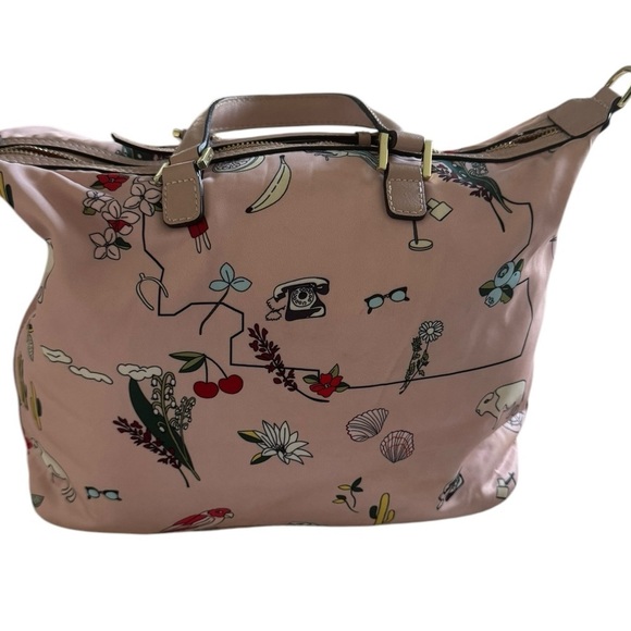 Tory Burch Pink Cherry, Shell, Floral, Parrot Cactus Printed Women's Bag 10x15x6 - Picture 9 of 14